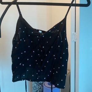 Cute little crop top with mini white hearts tie in back